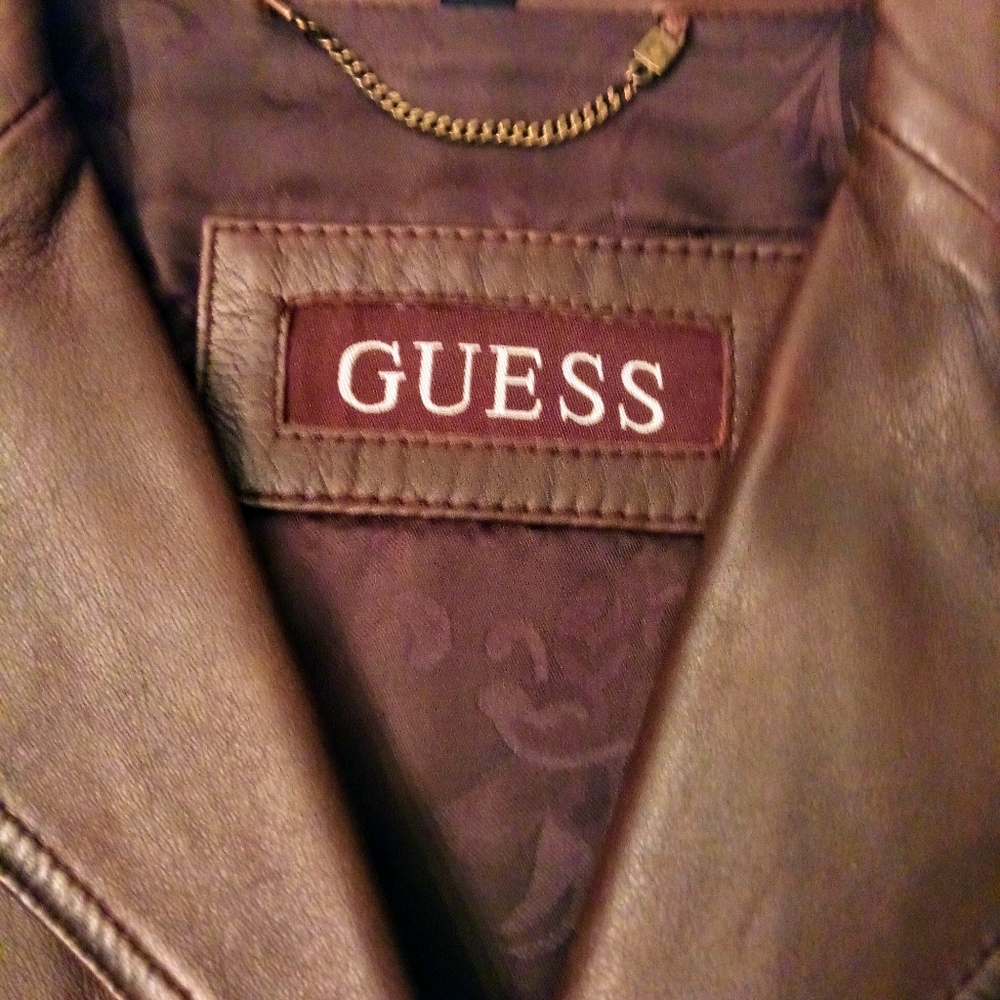Guess Vintage Brown Leather Long Coat